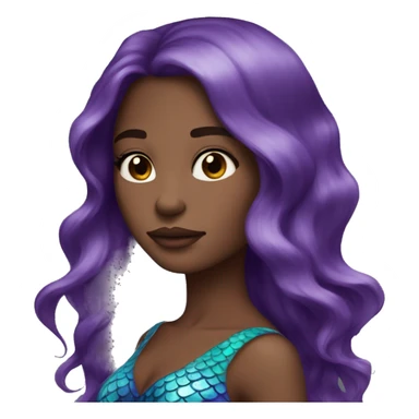 Blue and purple mermaid long brown hair makeup sticker