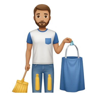 Guy with very short beard doing house chores sticker
