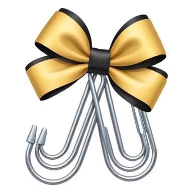 one silver paper clip with a black bow in the middle sticker