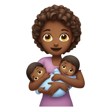 A girl holding two babies sticker