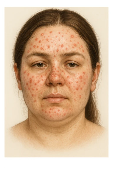 Acne gonfiore e peli per pcos donna immagine reale sticker