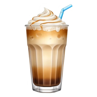 iced vanilla latte, glass with gradient from coffee to milk, ice cubes, condensation, no text, emoji style sticker