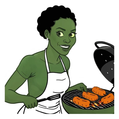 Bald head black women grilling sticker