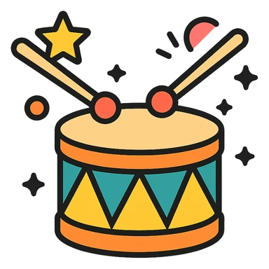 drum with drumsticks, festive accents sticker