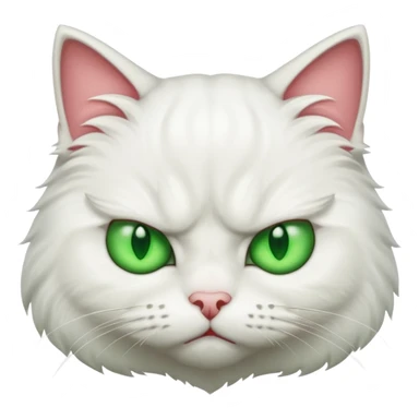Angry white cat with green eyes  sticker
