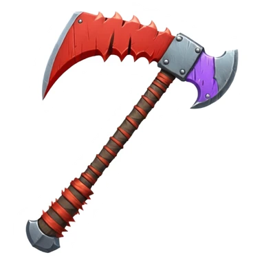 savage barbarian axe object icon, spiked double blade, battle-worn metal, scratches, heavy fantasy weapon, 3D cartoon, mobile game icon style, centered, clean background, no text, no watermark sticker
