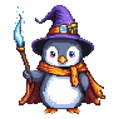 penguin wizard casting spell sticker