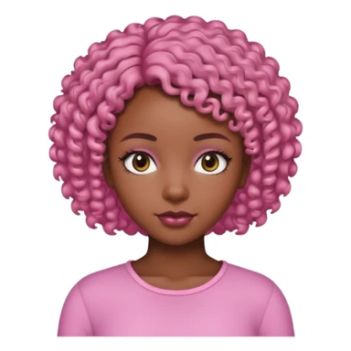 black girl with pink short curly hair sticker