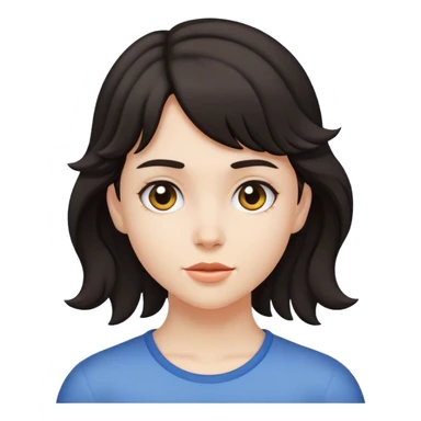 matt girl with super small short mullet wavy dark hair sticker