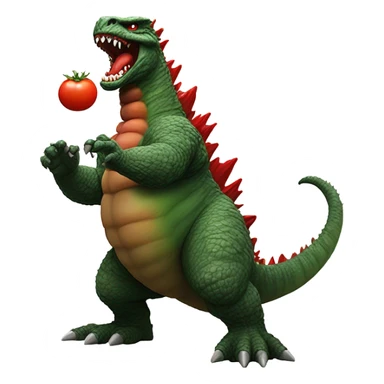 Godzilla throwing a tomato sticker