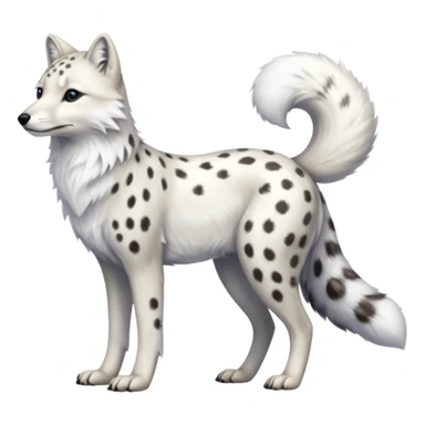 Hyper-realistic furry soft smooth elegant Arctic-wolf-arctic-fox-Snow-leopard-fusion-hybrid-animal-creature, full body sticker