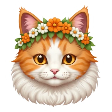 cat wearing a flower crown and holding a 'Nan' sign sticker