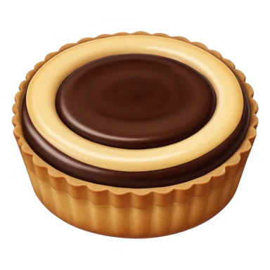 small round tart with shiny chocolate filling, sticker