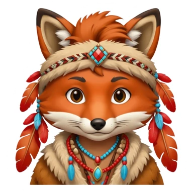 fox in a Native American costume sticker