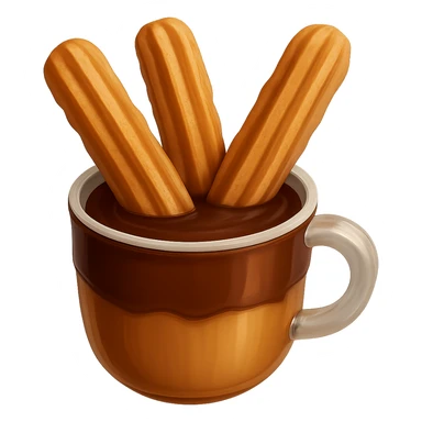 Remove the chocolate drizzle but keep the churros with chocolate dipping sauce. Keep the background transparent. sticker