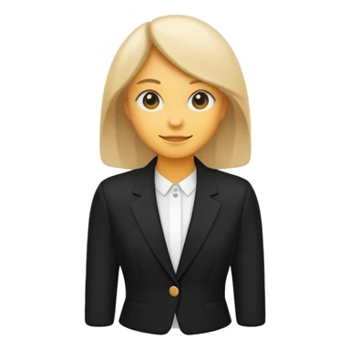Minimal aesthetic emoji-style black blazer illustration, clean design, soft rounded shapes, matte fabric texture, subtle highlights and shadow, white or transparent background, centered, elegant fashion icon, high detail sticker