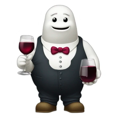 michelin man holding glass of red wine sticker