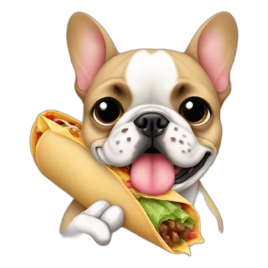a french bulldog eating a burrito sticker