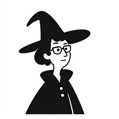 Angry Professor McGonagall with tight bun, square glasses, witch hat, stern expression, lips pursed in disapproval sticker