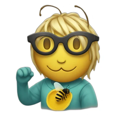 Un chat avec une abeille sticker