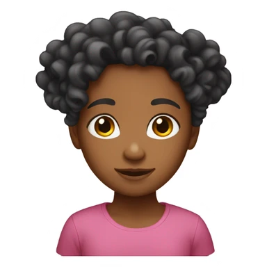 A girl with curly long hair and Dominican sticker