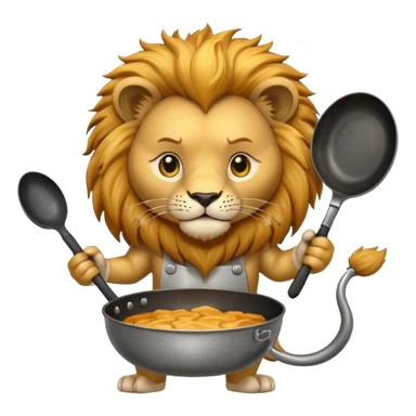 Lion holding frying pan sticker