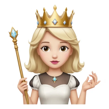 dorothy queen blonde hair, white dress with magic wand, and crown on head sticker
