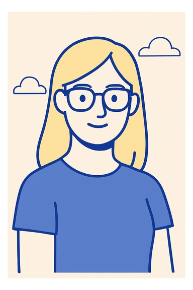 minimal flat design of a blonde woman with glasses sticker