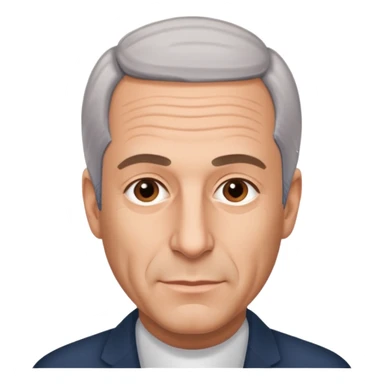 Create an Apple iOS emoji-style portrait of Jeffrey Epstein: clean vector shapes, smooth gradients, neutral expression, plain background, centered head-and-shoulders, high resolution. sticker