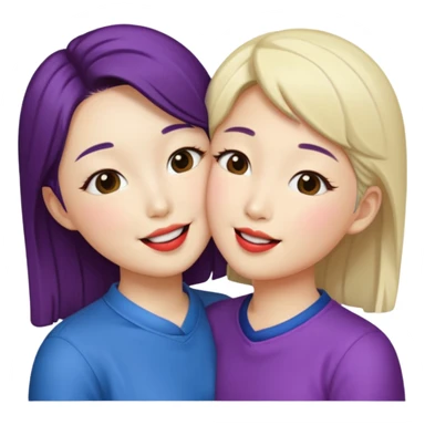 Korean lesbians, kissing sticker