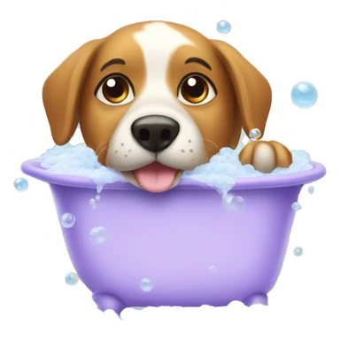 dog with bath bubbles on the sides happy sticker