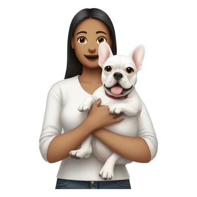 Woman holding white French bulldog sticker
