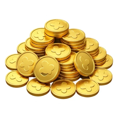 small pile of gold coins, 3D emoji style, shiny gold, no symbols, no text,  sticker