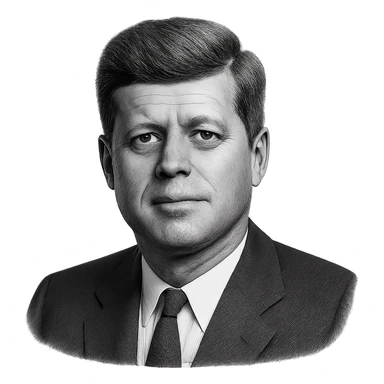 realistic icon of John F. Kennedy, clean and focused, no background sticker