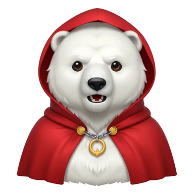 Vampire animal, polar bear in red collar cloak, fangs sticker