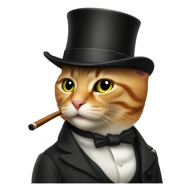 cat with a cigar and tophat sticker