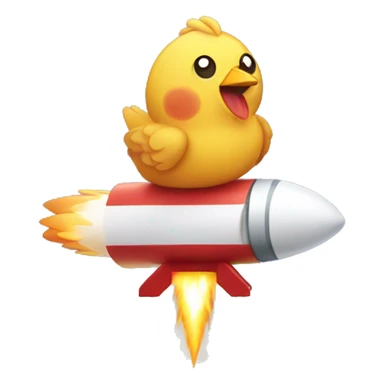 Chicken on top of a rocket sticker