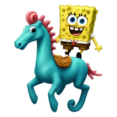 SpongeBob riding a seahorse sticker