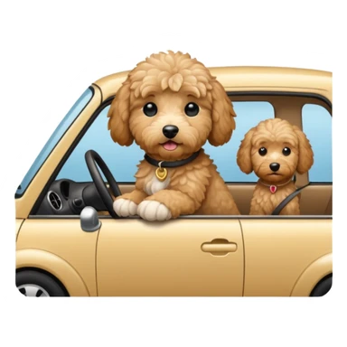 Mini goldendoodle driving a car sticker