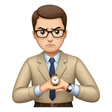 angry teacher is looking at the whatch sticker