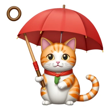 cat holding an umbrella made out of sushi sticker