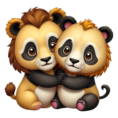 Panda and lion In love sticker
