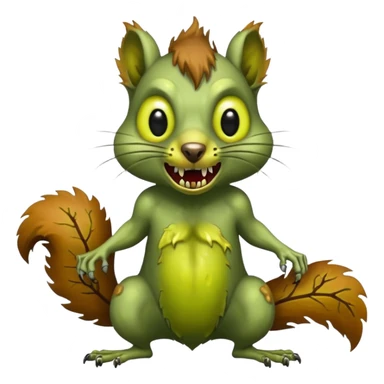 undead zombie squirrel, yellow green empty eyes, rotting, evil, chaotic, full body sticker