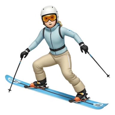 The skiing emoji with the front crotch area of the ski pants protruding in a comedically large oblong bulge sticker