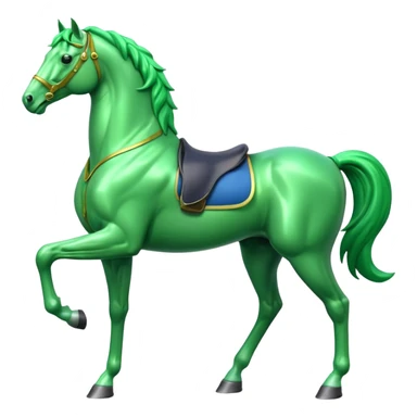 Green horse standing up with two feets facing right  sticker