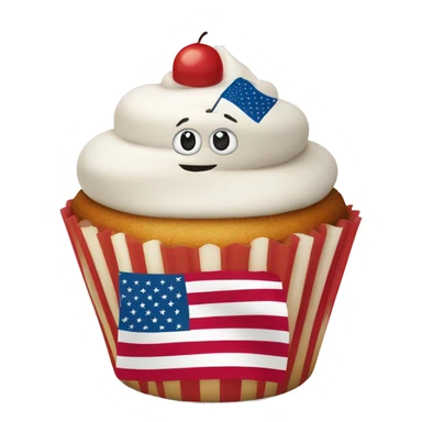 Happy cupcake with an American flag sticker