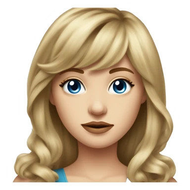 Medium length Dirty blonde voluminous hair with bangs and sides swept away from face girl with blue eyes  sticker