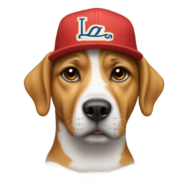 Dog with Los Angeles hat sticker