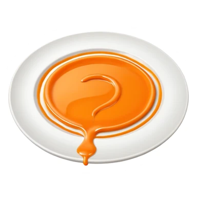 Minimal icon of a white plate with a thin, Michelin-style sauce drizzle in a C shape, using accent color #FF3D00. sticker