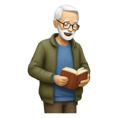 Old man buying books sticker